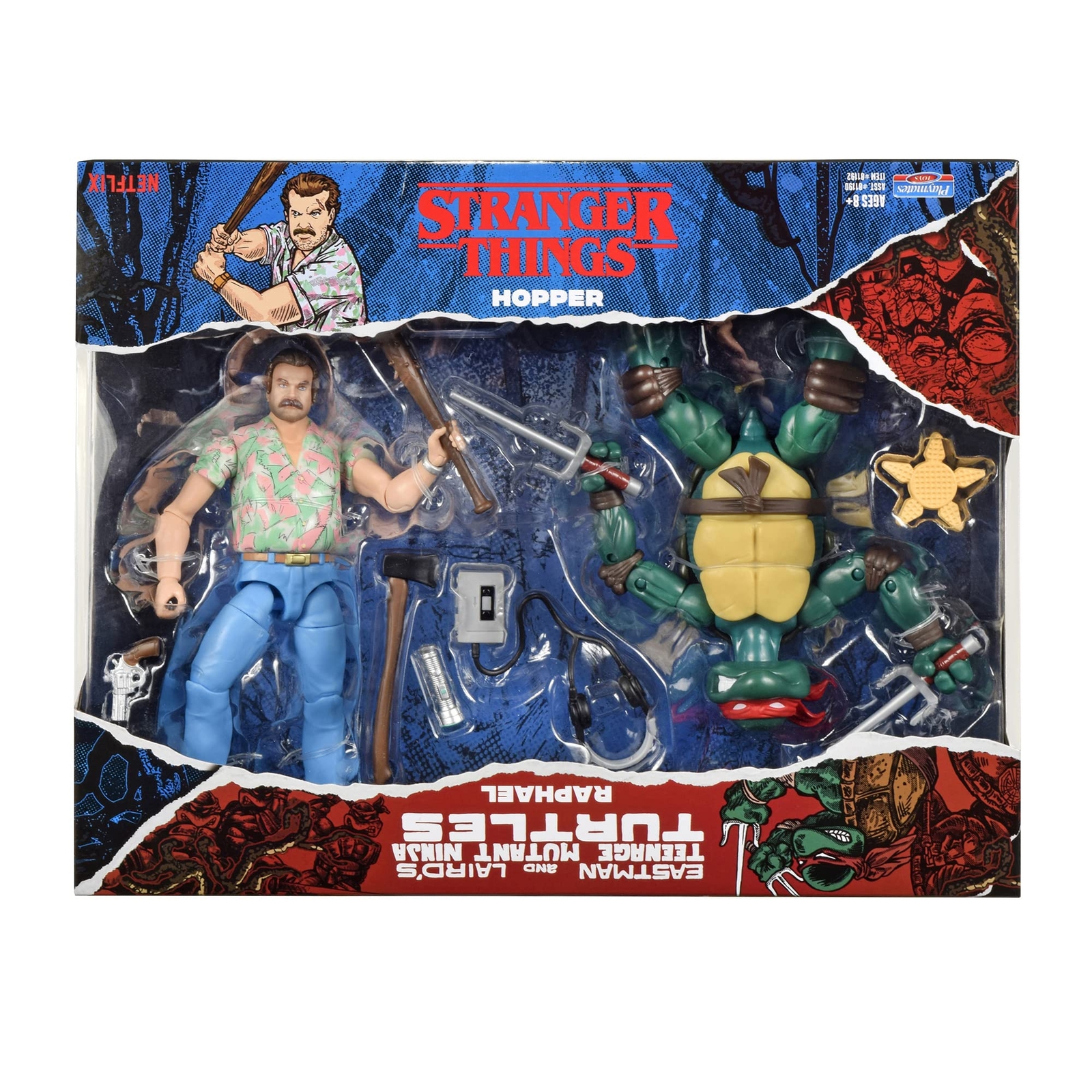 BANDAI P81192 6'' Stranger Things Hopper and Raphael Ninja Turtle Action Figures