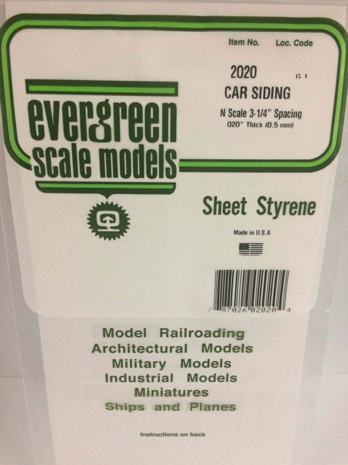 Evergreen EV2020 Foglio rigato stirene bianco 15x30cm 0,50mm scala N modellismo