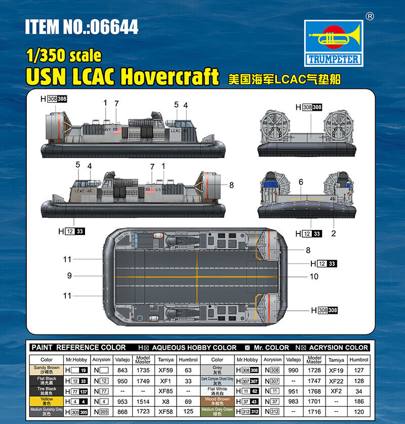 Usn Lcac Hovercraft 1:350 Plastic Model Kit TRUMPETER