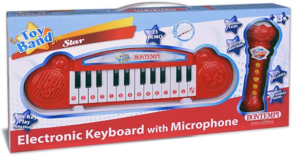 Bontempi Mini Keyboard And Karaoke Microphone Red 602110