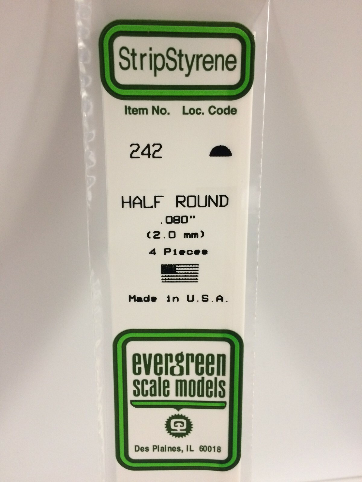 Evergreen EV0242 Mezzo tondo 350mm diametro 2mm (4pz) modellismo