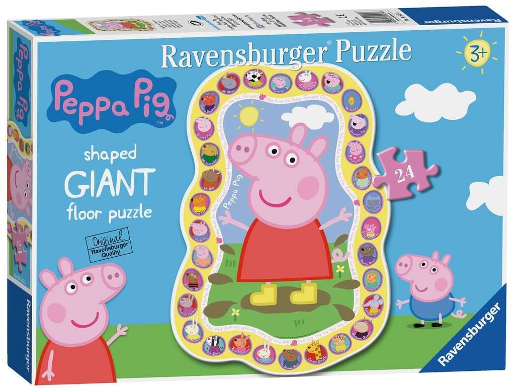 GIANT floor PUZZLE ravensburger PEPPA PIG sagomato 24 PEZZI giganti 70 X 50 CM e
