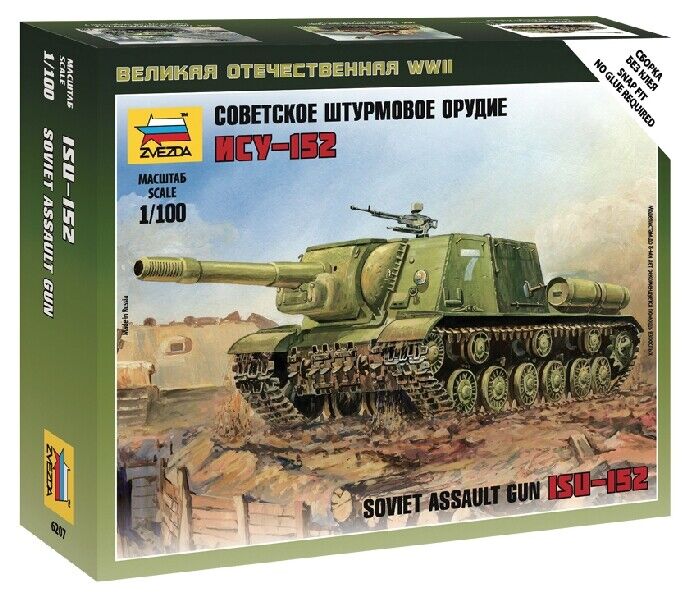 Soviet Self Propelled Gun Isu 152 1:100 Plastic Model Kit ZVEZDA
