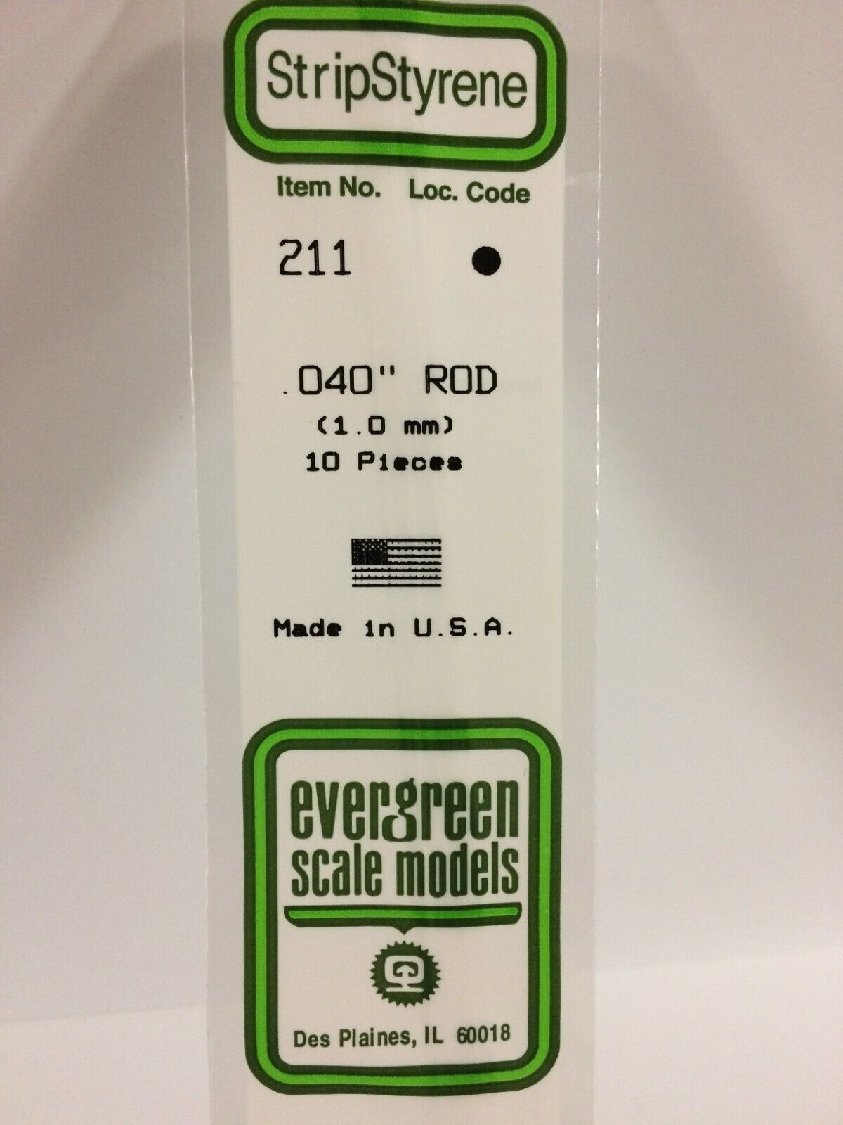 Evergreen EV0211 Tondino 350mm diametro 1mm (10pz) modellismo