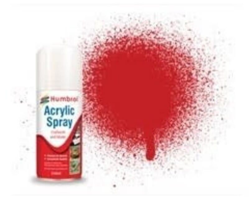 Humbrol Acrylic Spray Paint No.220 Italian Racing Red (150ml) AD6220 modellismo