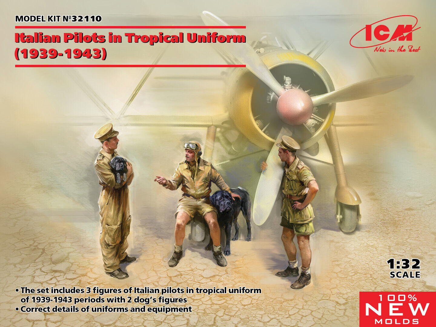 Italian Pilots In Tropical Uniform (1939-1943) (100% New Molds) 1:32 Plastic Kit