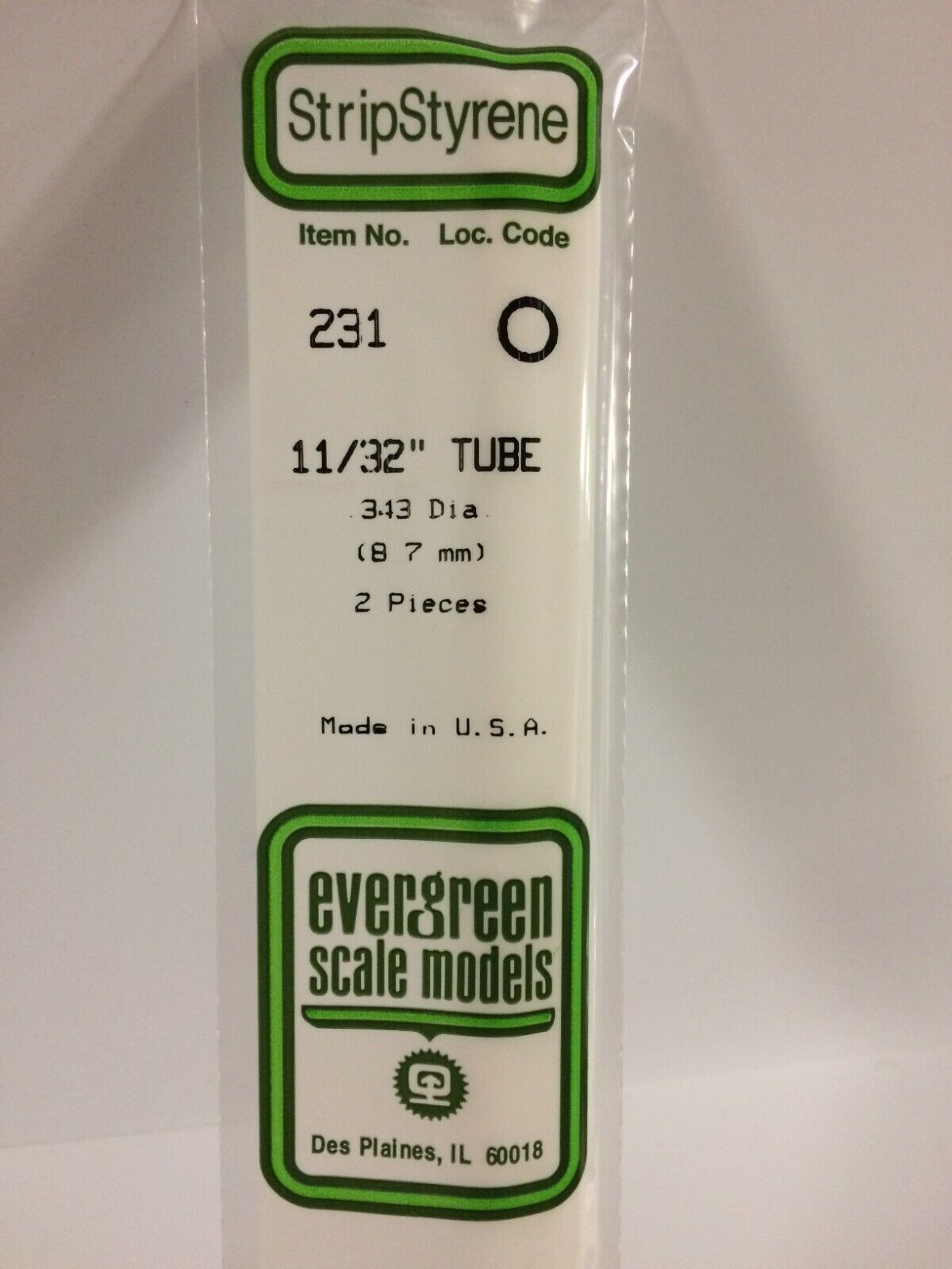 Evergreen EV0231 Tubetto 350mm diametro 8,3mm (2pz) modellismo