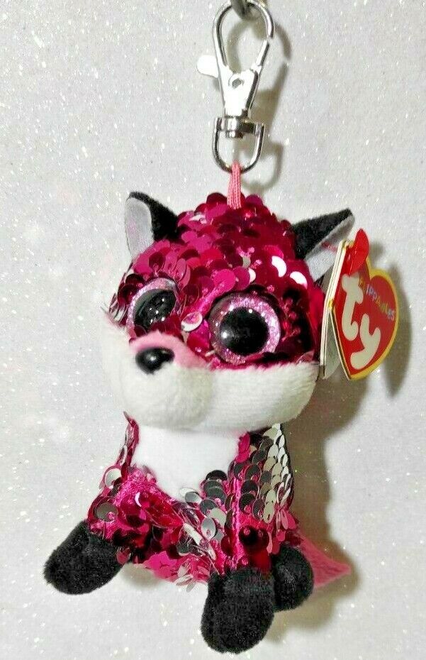 TY BEANIE BOOS CLIP FLIPPABLES GIRABRILLA JEWEL VOLPE FOX KEYCHAIN 35303