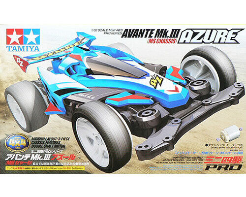 TAMIYA 1:32 MINI 4WD AUTO AVANTE MK.III AZURE MS CHASSIS CON MOTORE ART 18626
