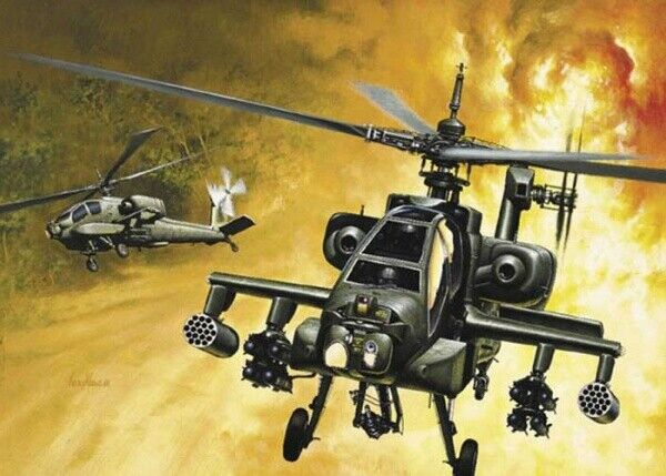 AH-64 Apache Helicopter Elicottero Plastic Kit 1:72 Model ITALERI