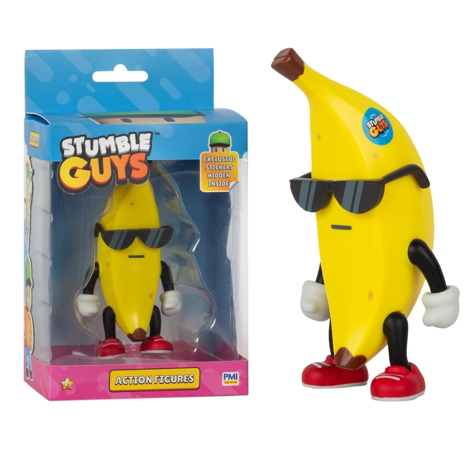 STUMBLE GUYS ACTION FIGURE PMI BANANA GUY CON ADESIVI ESCLUSIVI NASCOSTI