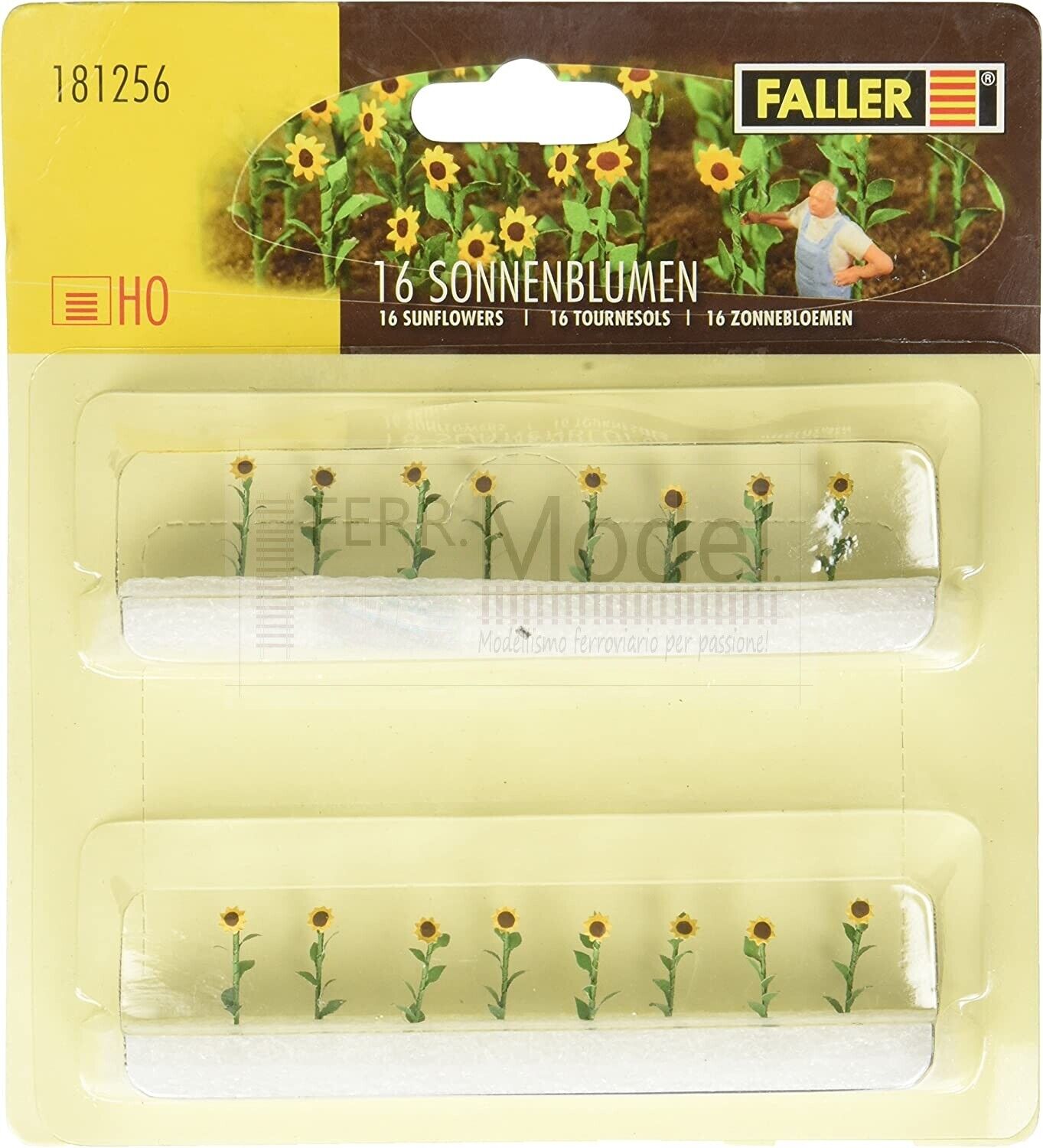 FALLER 181256 - Set 16 girasoli per modellismo in scala 1:87 H0