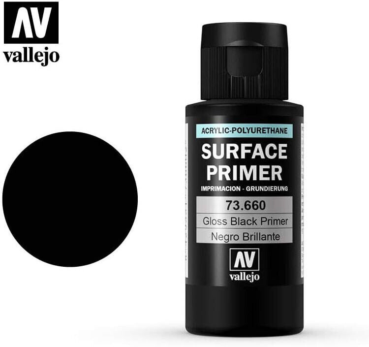 Vallejo Ref. 73660 - Gloss Black Primer - 60 ml - Primer acrilico in poliuretano