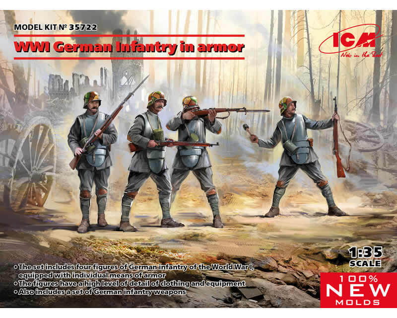 ICM 35722 WWI German Infantry in armor 1:35 modellismo