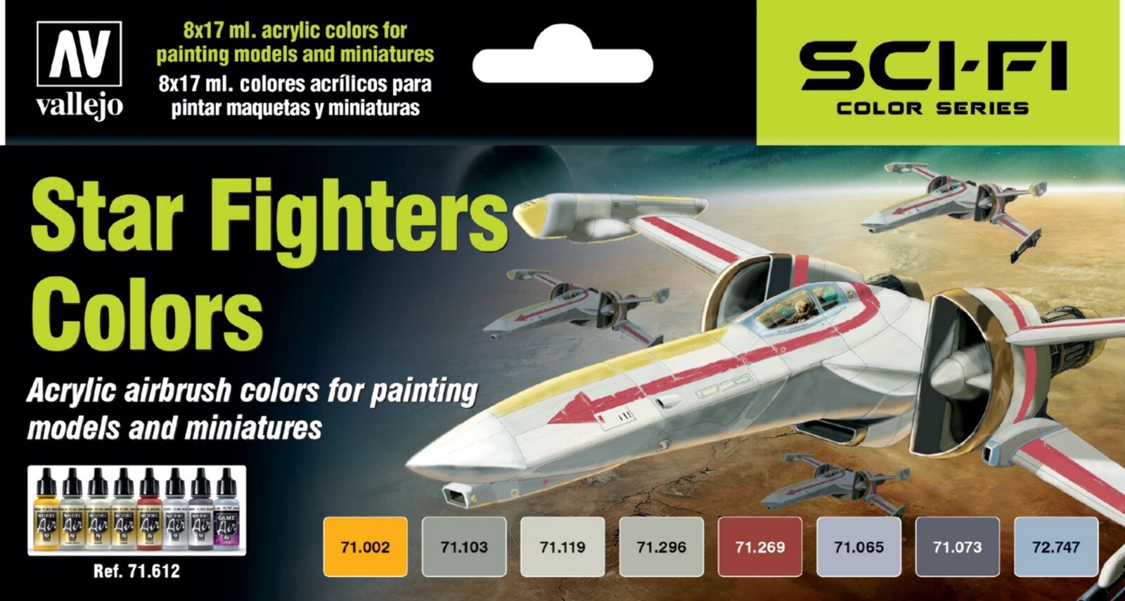 Vallejo CONFEZIONE 8 COLORI DA 17 ML PER ASTRONAVI STAR FIGHTER – STAR WARS