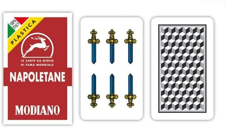 Mazzo carte da gioco Modiano regionali napoletane rosse 100% plastica - scopa
