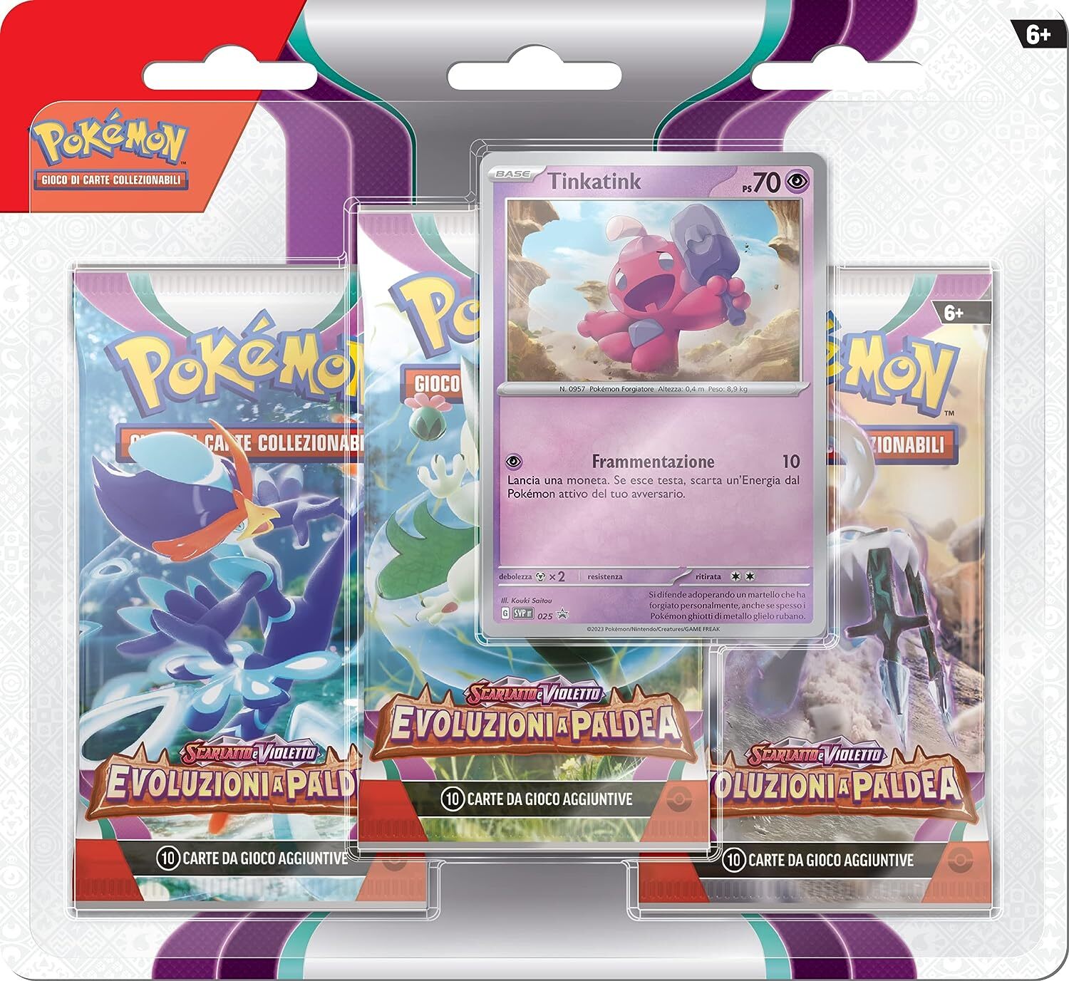 Pokémon Confezione da Tre Buste, Tinkatink dell’Espansione Scarlatto e Violetto,
