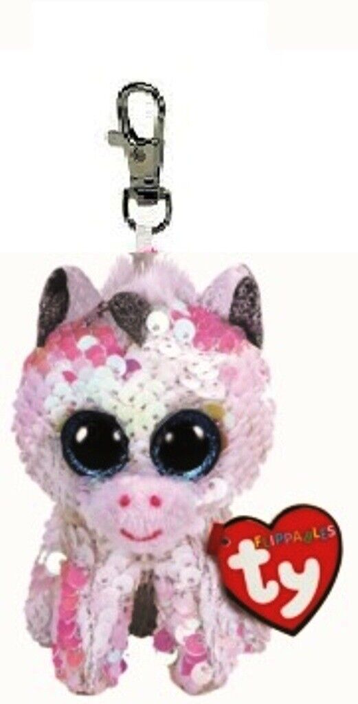 TY BEANIE BOOS CLIP FLIPPABLES GIRABRILLA DIAMOND UNICORNO  KEYCHAIN T 35300