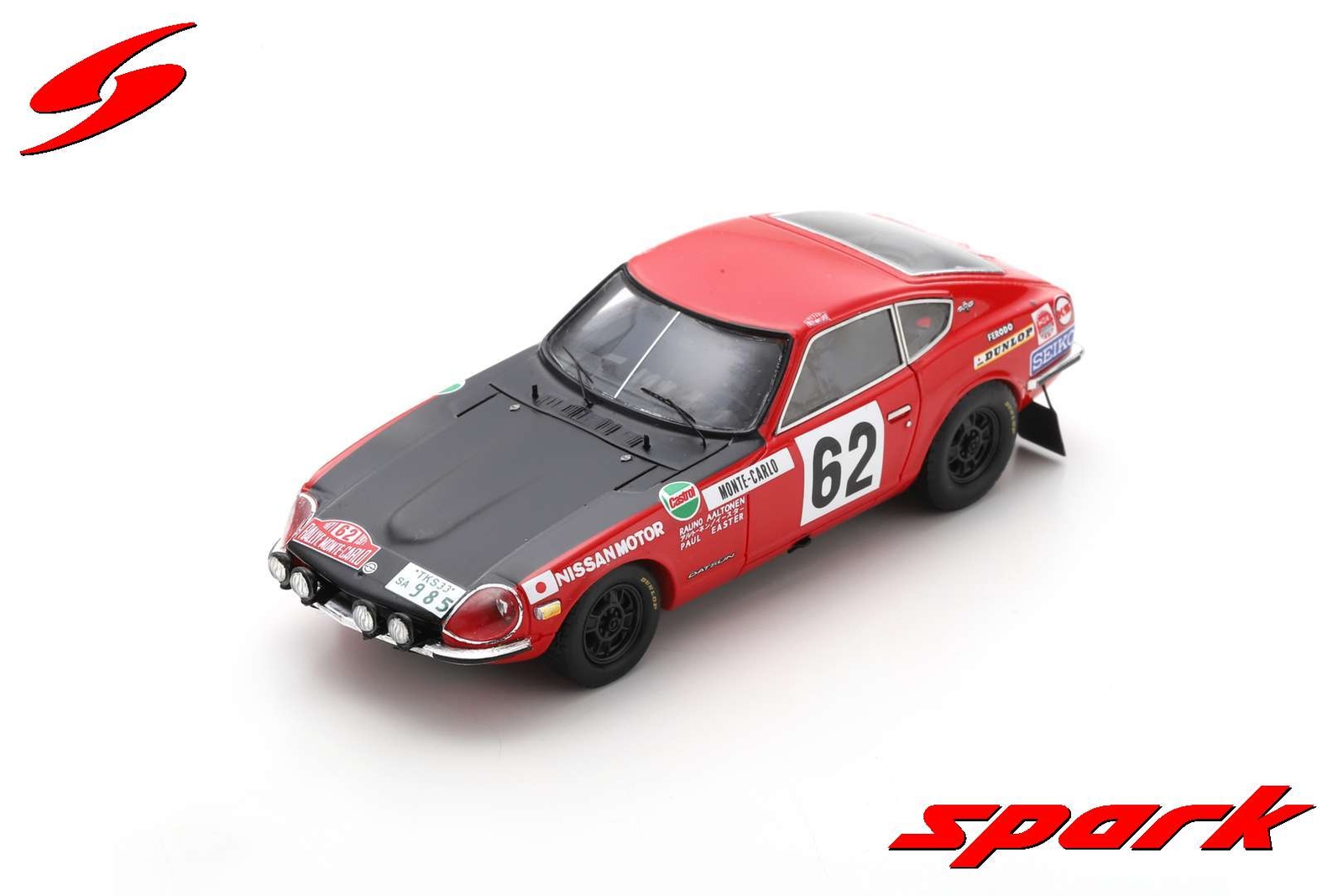 Spark S6283 1/43 DATSUN 240 Z #62 Rally Monte Carlo 1971 R. Aaltonen - P.Pasqua