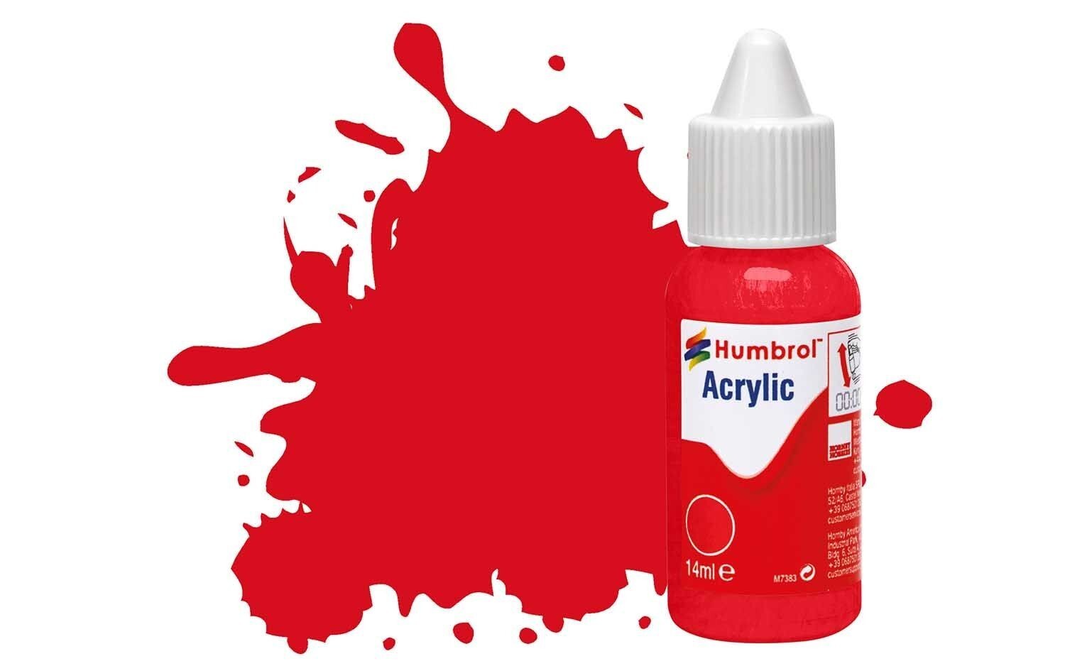 Humbrol 19 Acrilico Rosso Gloss DB0019 Nuovo Contagocce Bottiglia 14ml+2nd Post