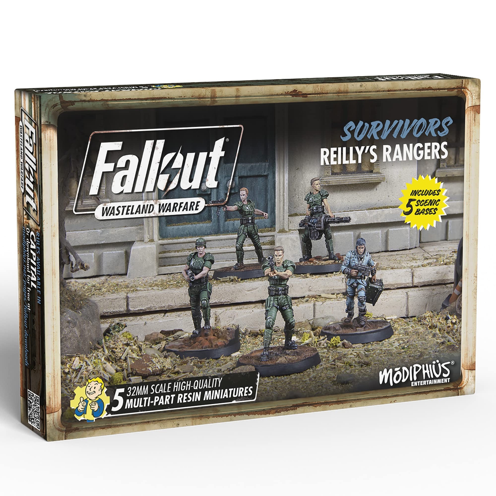 Fallout Wasteland Warfare: Survivors: Reilly's Rangers - 5 Miniatures, 32mm Unpa