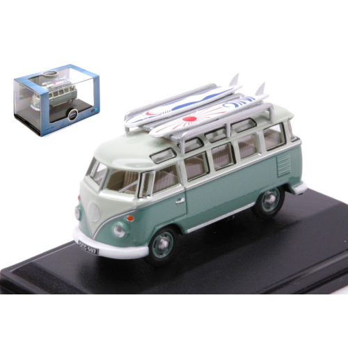 VW T1 SAMBA BUS WITH SURFBOARDS 1:76 Oxford Auto Stradali Die Cast Modellino