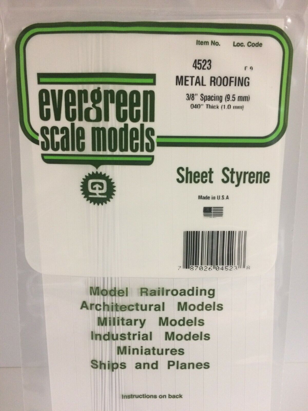 Evergreen EV4523 Lamiera 15x30cm spaziatura 9,5mm modellismo