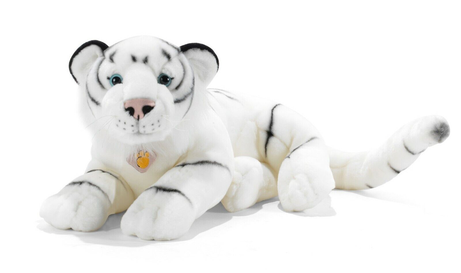 Plush & Company 05998 Peluche Tigre Bianca Sdraiata "Neve" L.50CM Extra Large!