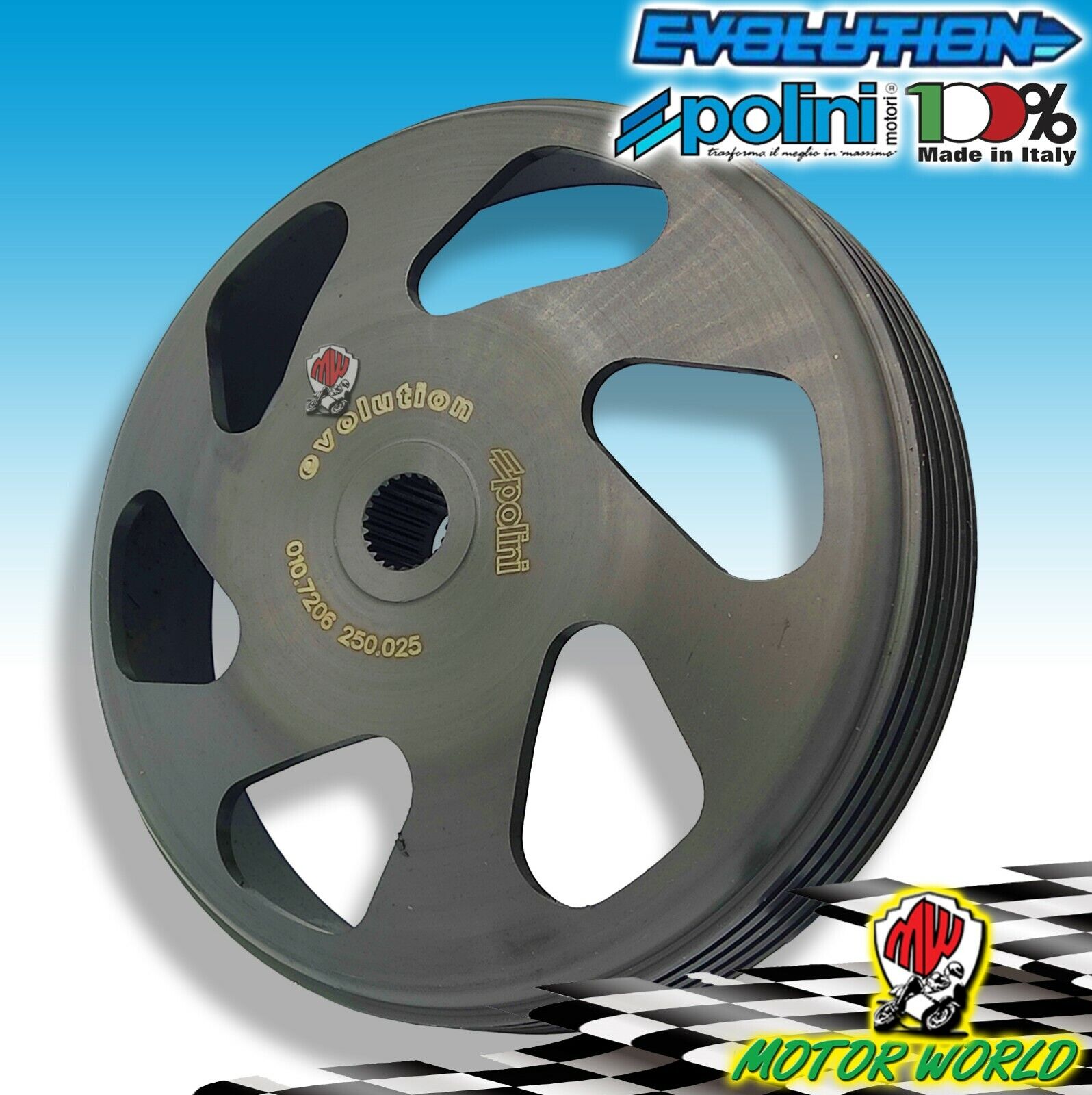250.025 CAMPANA FRIZIONE POLINI EVO2 D.107 APRILIA SR 50 2T R - FACTORY