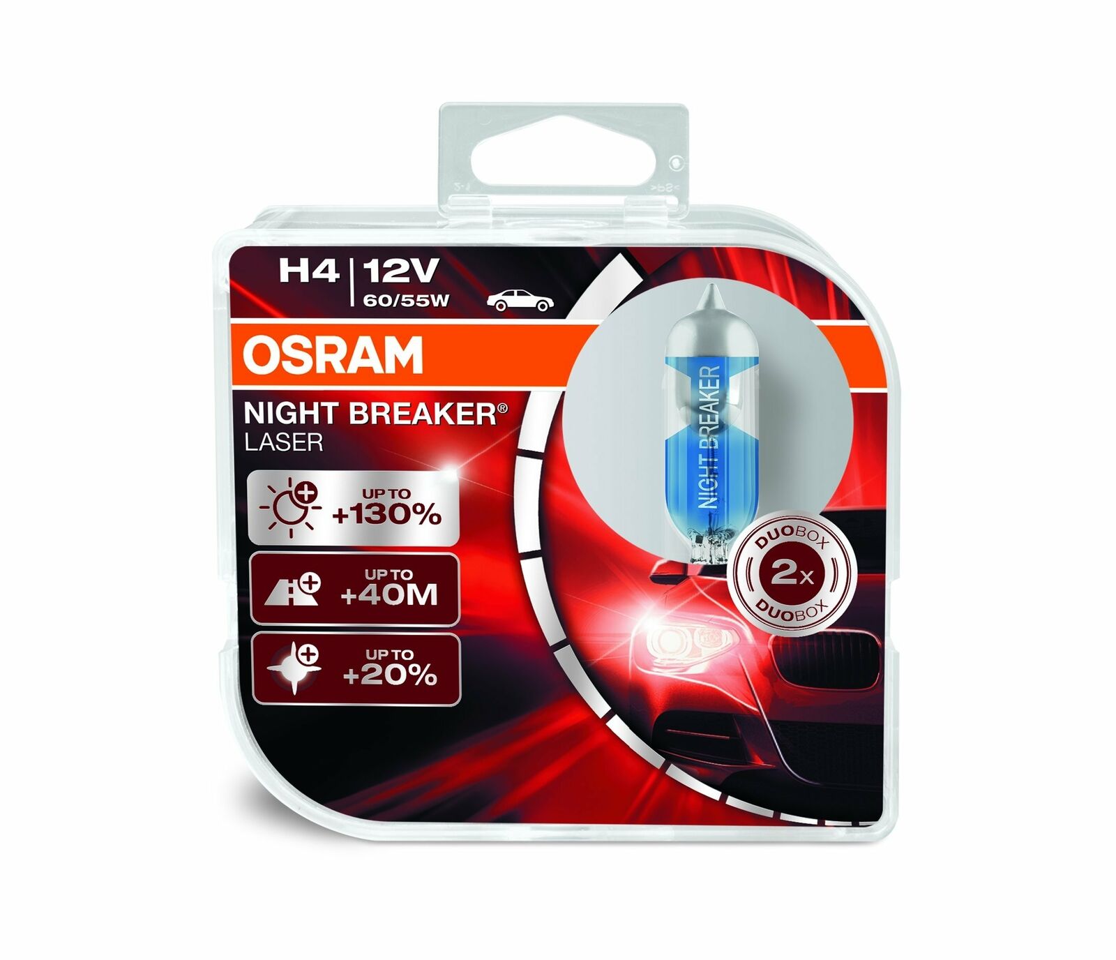 OSRAM NIGHT BREAKER LASER H4, lampada alogena per proiettori, (F2m)