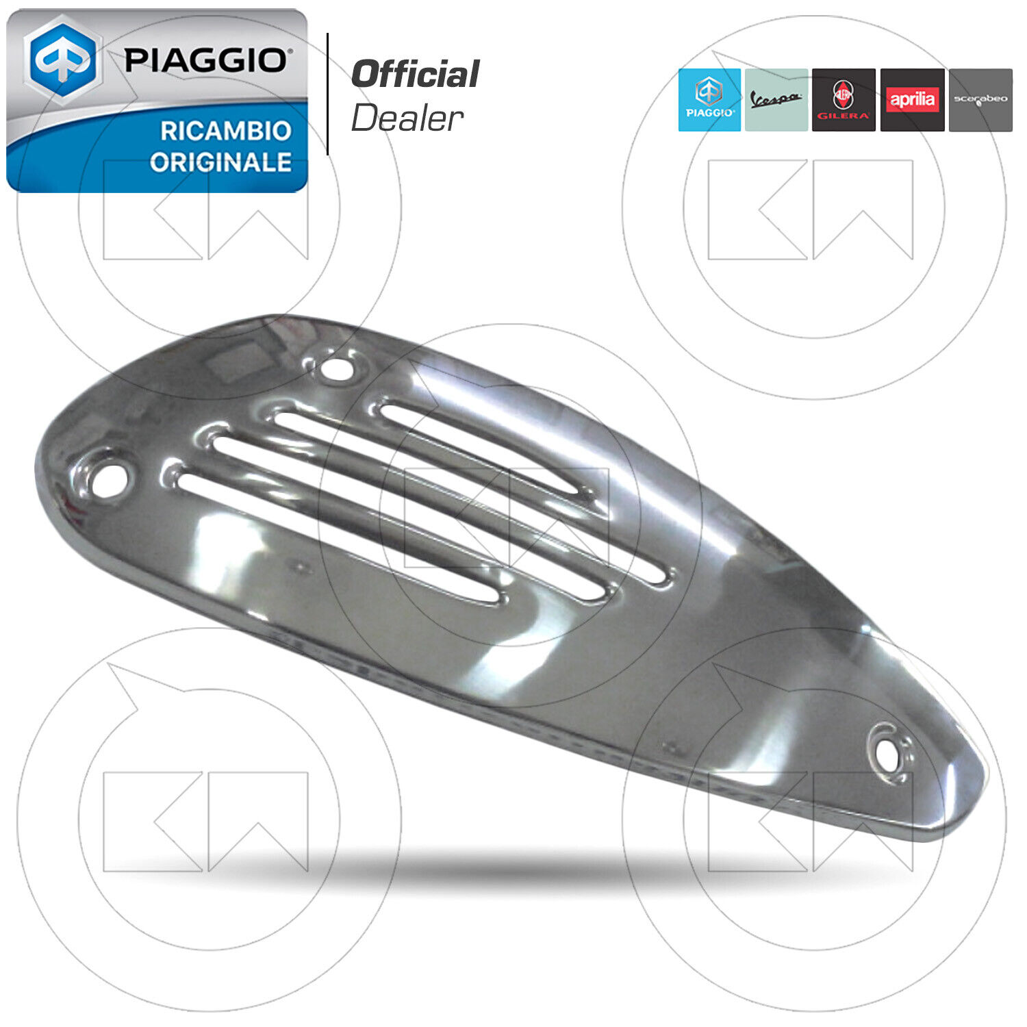 PROTEZIONE MARMITTA CROMATA ORIGINALE PIAGGIO VESPA GTS EURO3 125 2007-2012