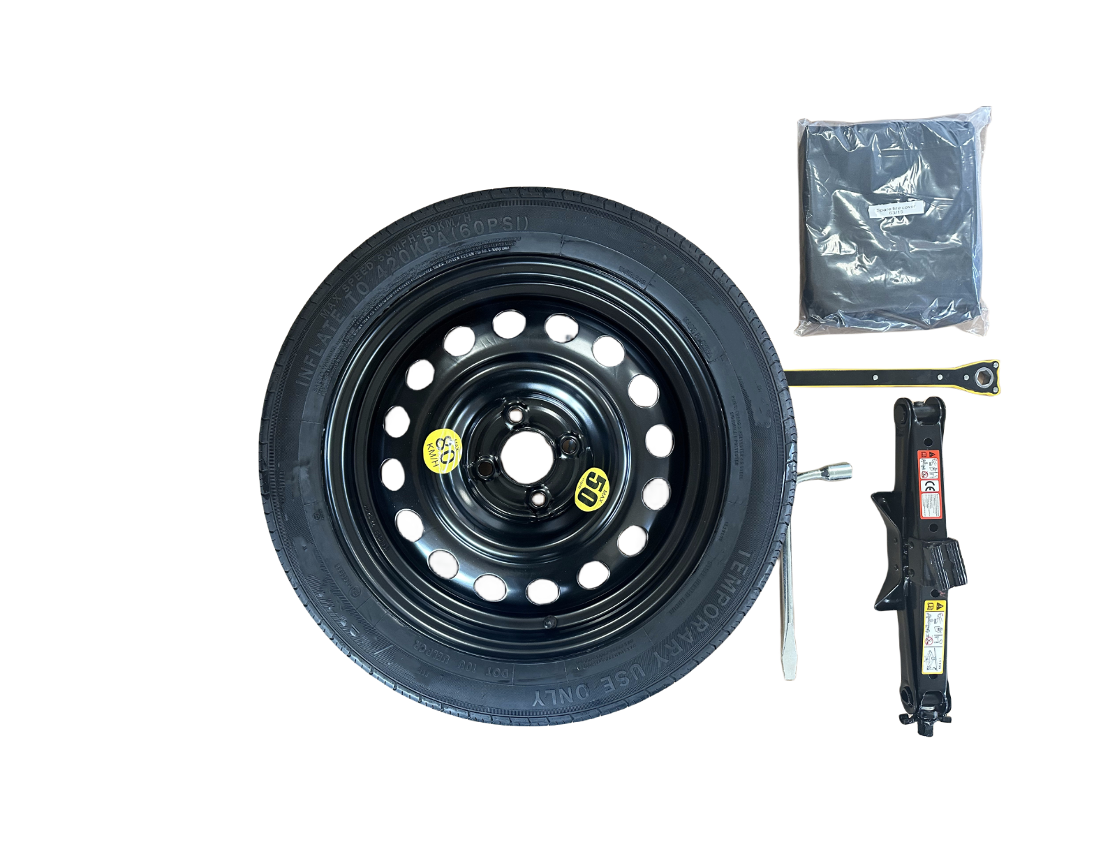 Ruotino di Scorta 15" per Kia Rio DA 2011 con cric chiave e sacca 58x13cm