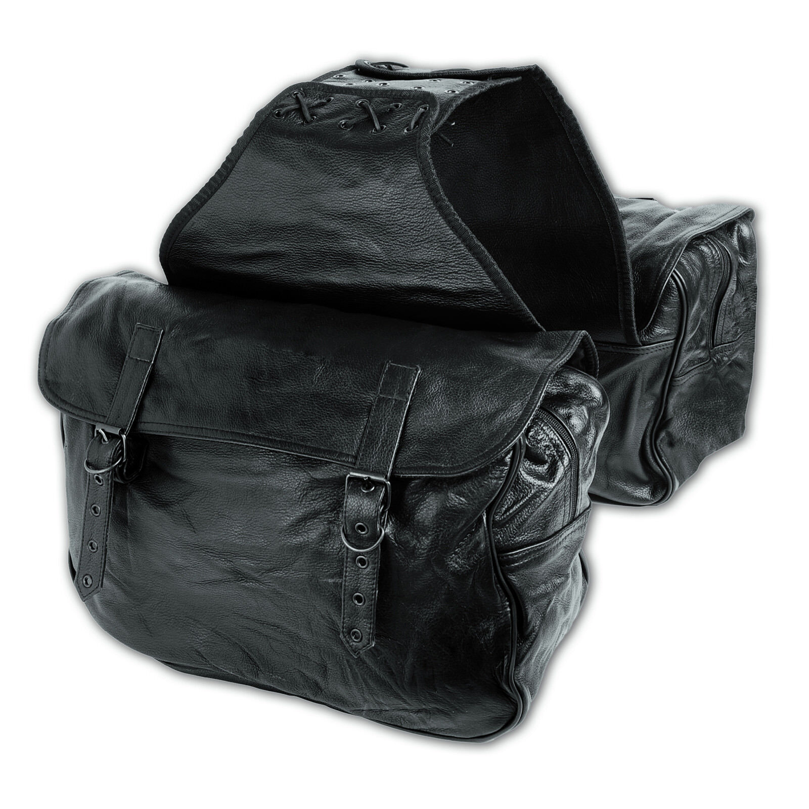 Saddlebag Soft Leather Bag Throw Over Panniers Pair Motorbike Motorcycle