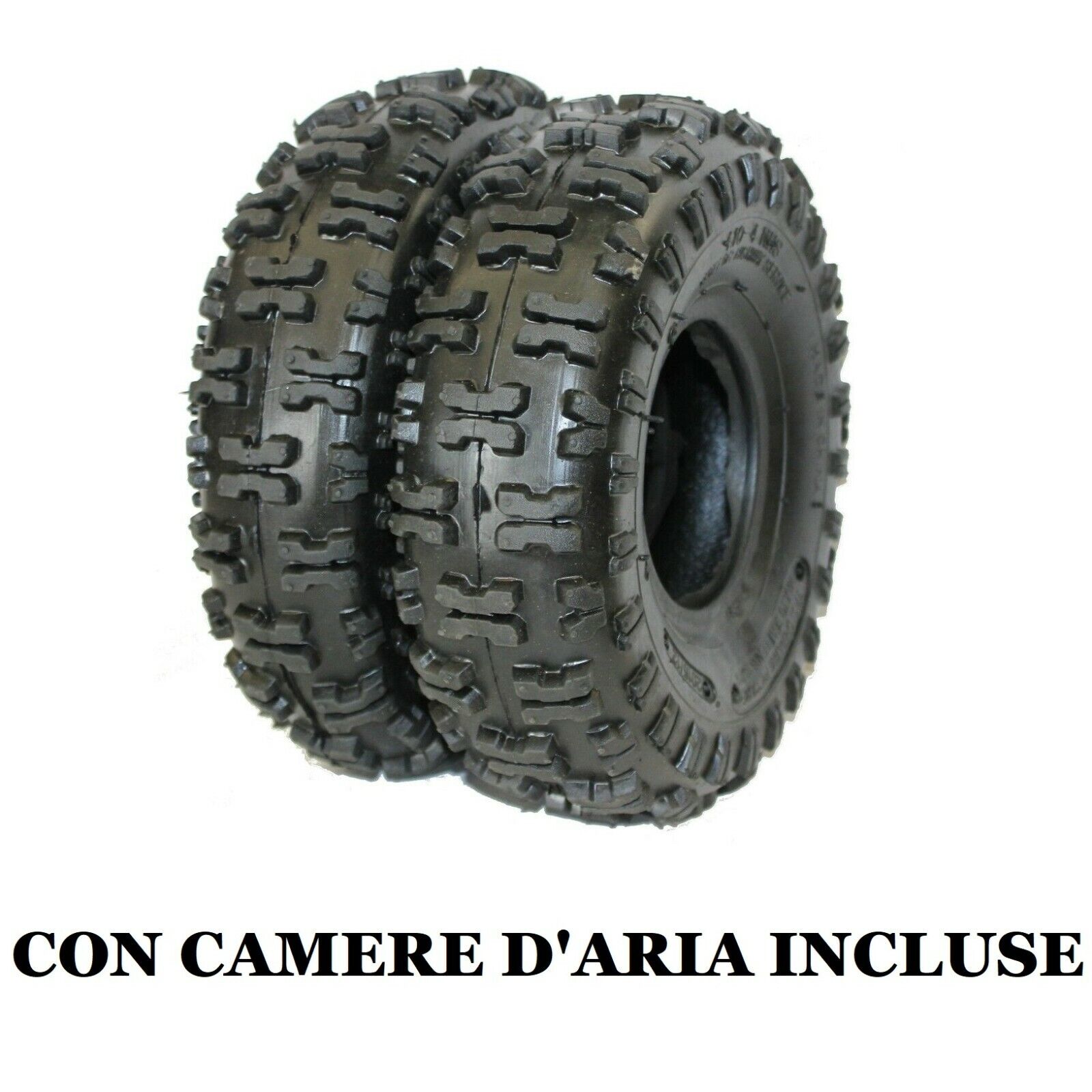 2 GOMME QUAD 4.10-4  4 POLLICI  PNEUMATICI RUOTA 4 10 4 CAMERE ARIA INCLUSE