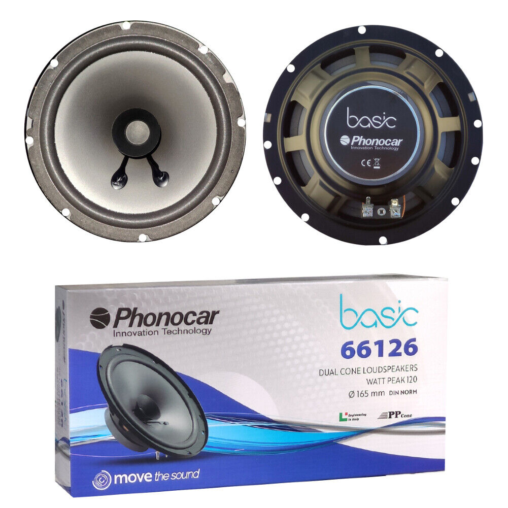 2 ALTOPARLANTI PHONOCAR 66126 doppio cono 6,5" 4 ohm per alloggiamenti standard