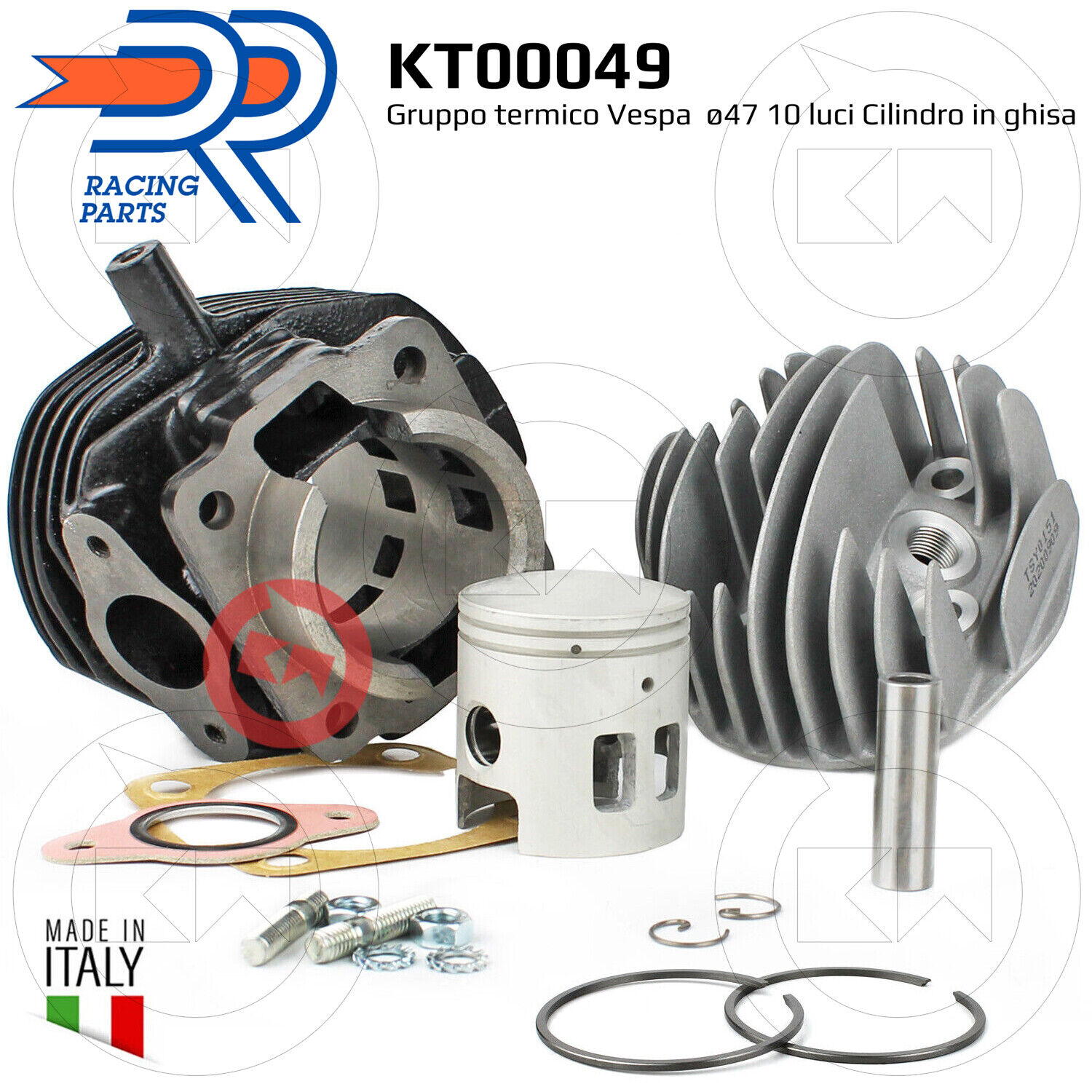 GRUPPO RACING DR D.47 10 LUCI TESTA CILINDRO PISTONE VESPA PK 50 1986