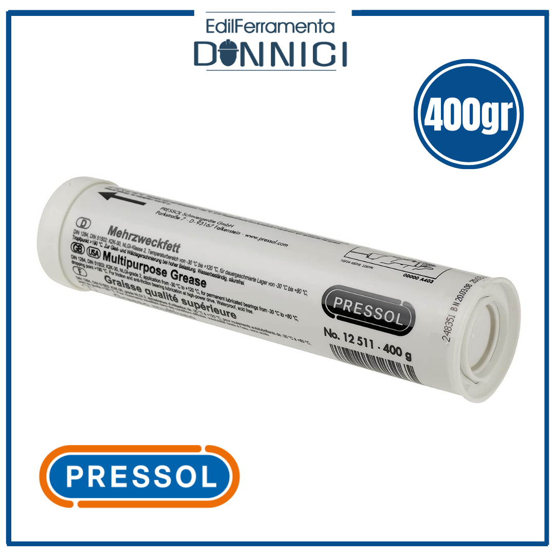 Cartuccia grasso multiuso 400 gr per ingrassatore cuscinetti PRESSOL 12 511
