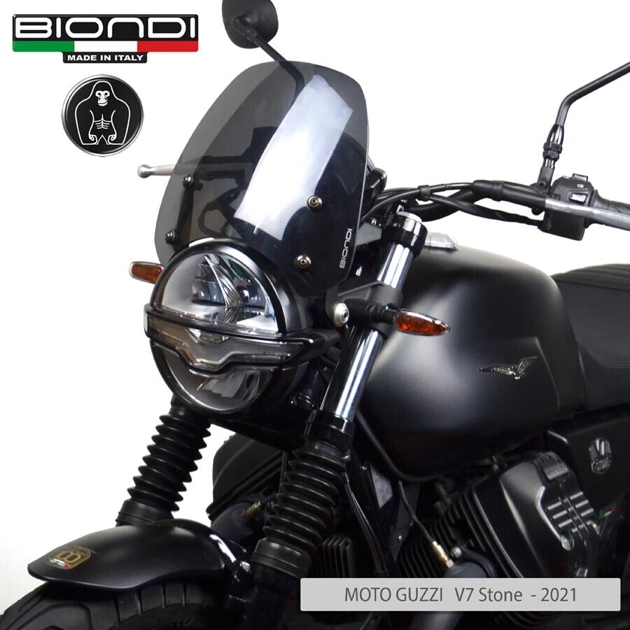BIONDI PARABREZZA SPORT CUPOLINO BASSO FUMÈ SCURO MOTO GUZZI V9 Bobber 2018-2020