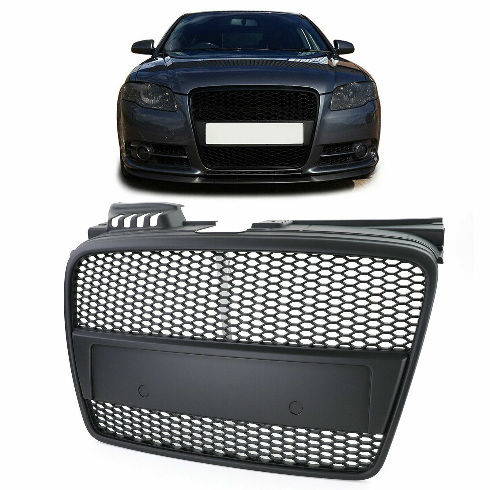 GRIGLIA SPORT ANTERIORE NERO OPACO PER AUDI A4 B7 04-07 + CABRIO GRILL NEW