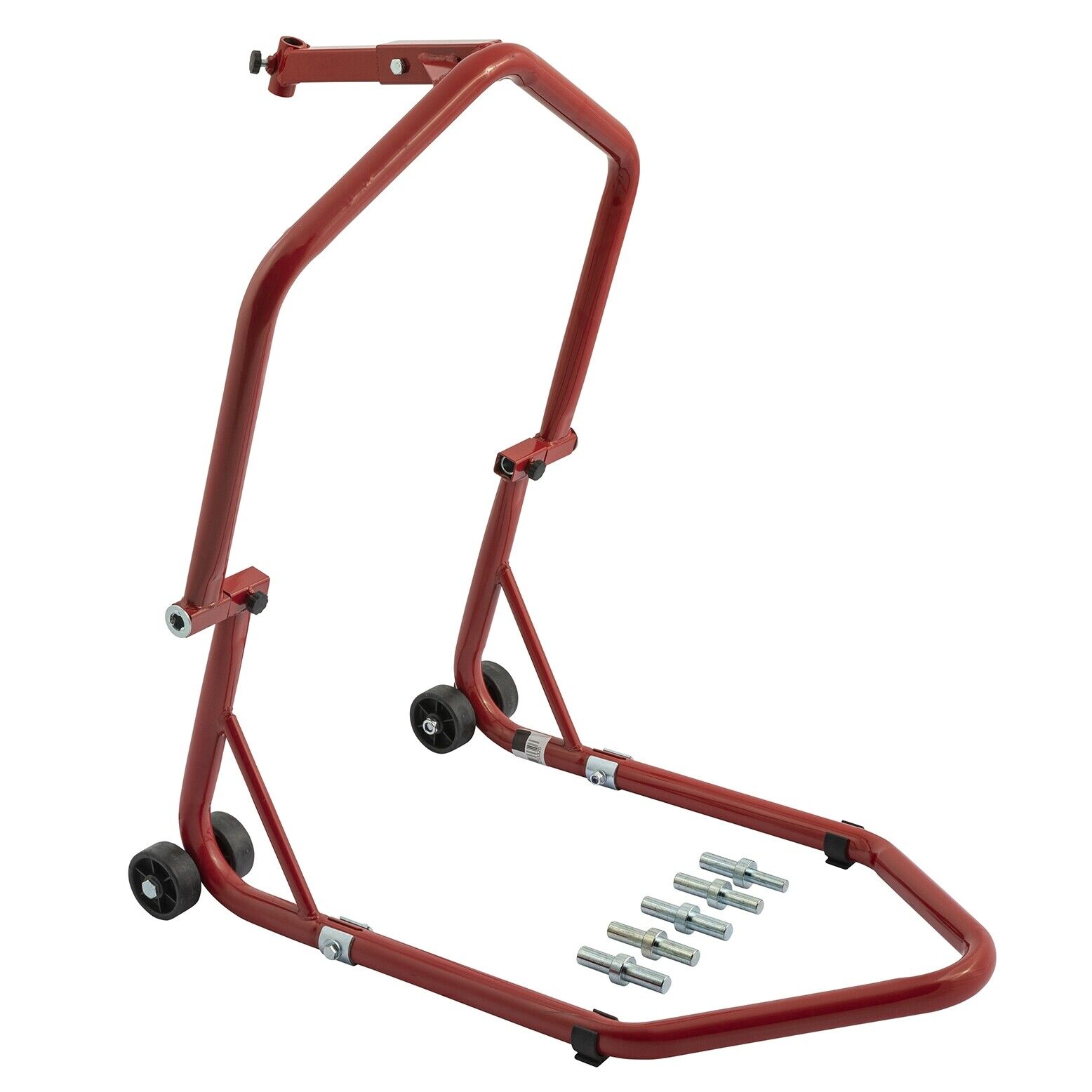Front Bike Wheel Lift Paddock Stand Red Chock Garage Motorcycle Motorbike