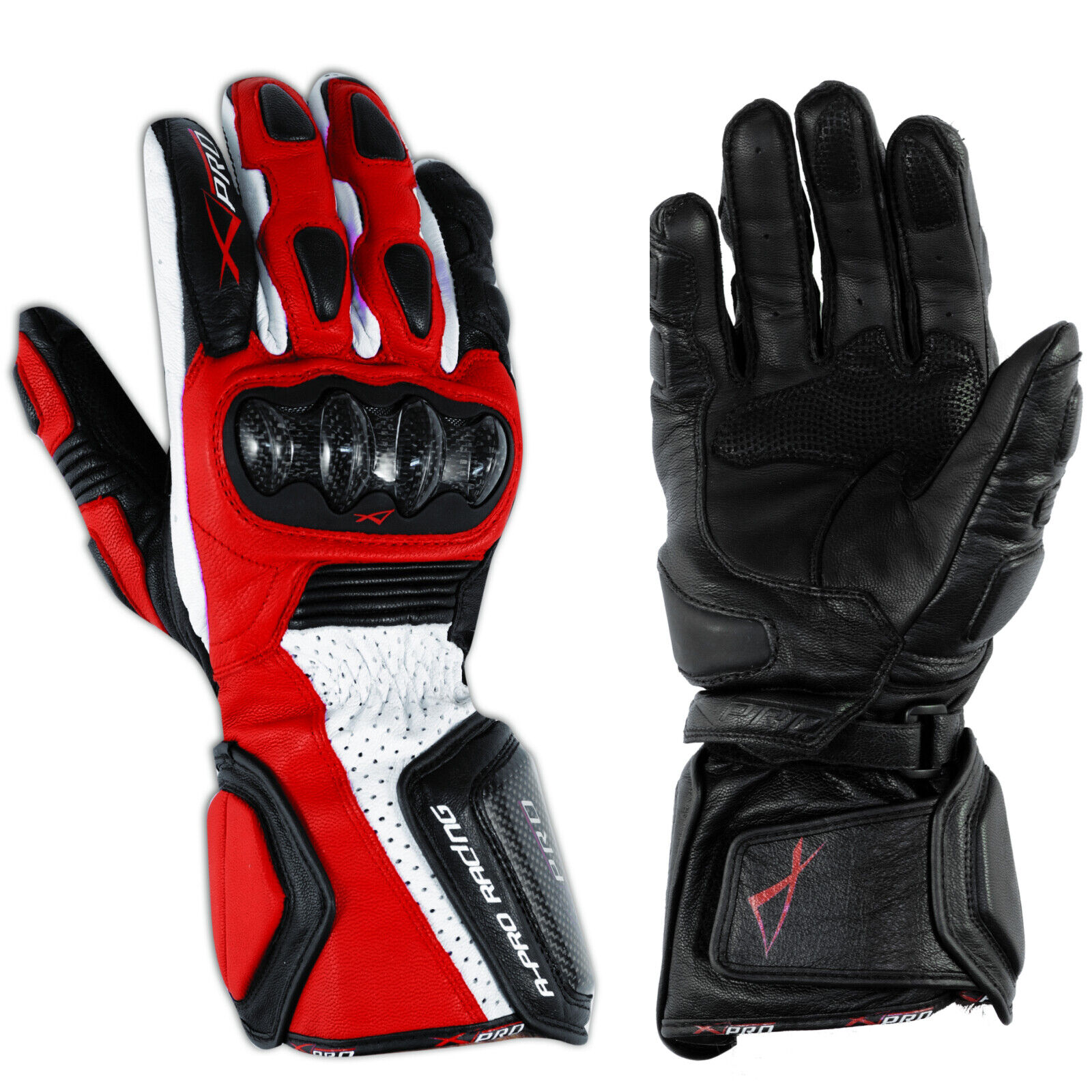 Motorcycle Motorbike Racing Sports Leather Riding Gloves Protection Red XXL
