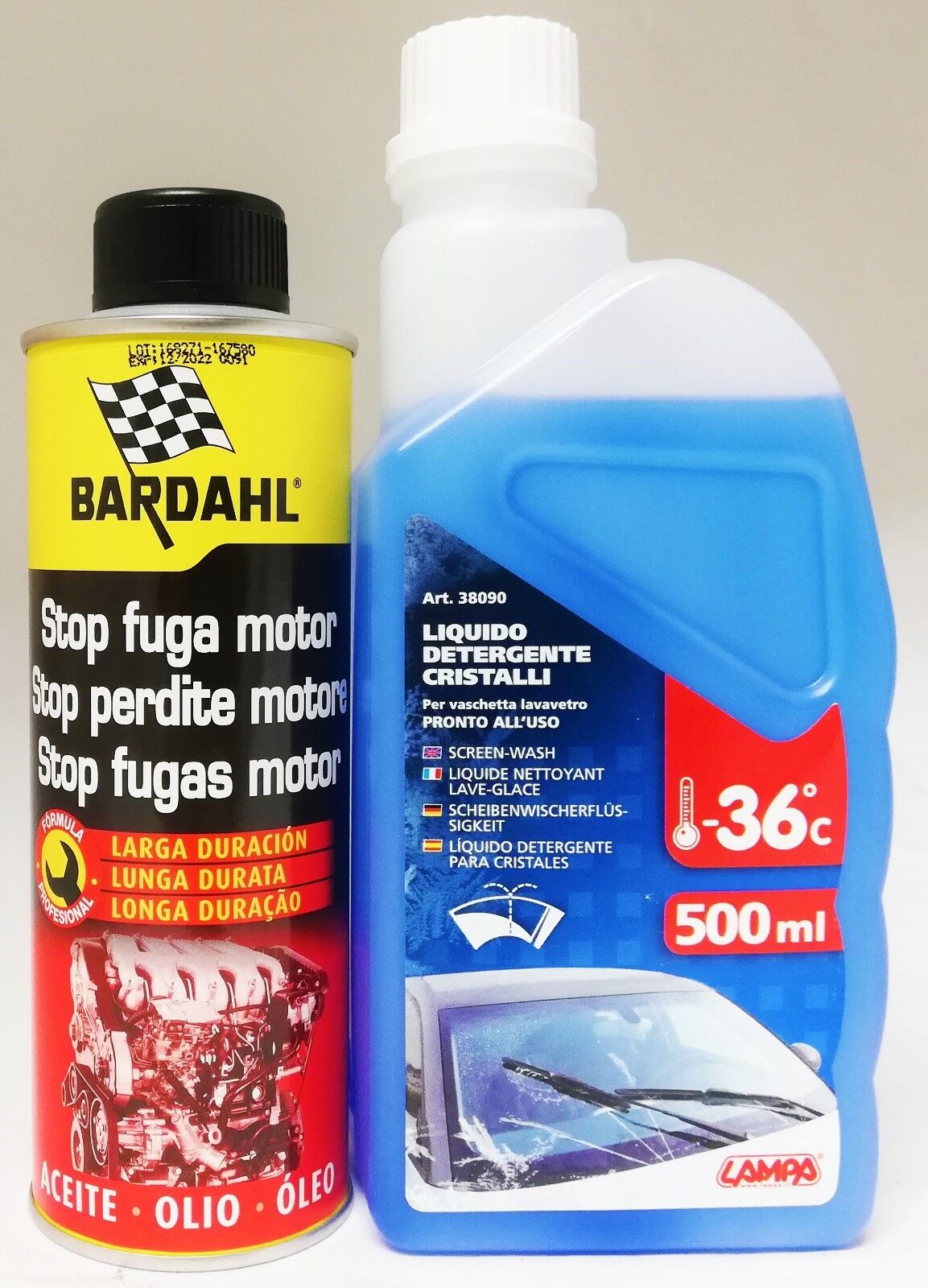 Stop perdite olio motore Bardahl Engine Stop Leak 300ml + lavavetri omag. 145023