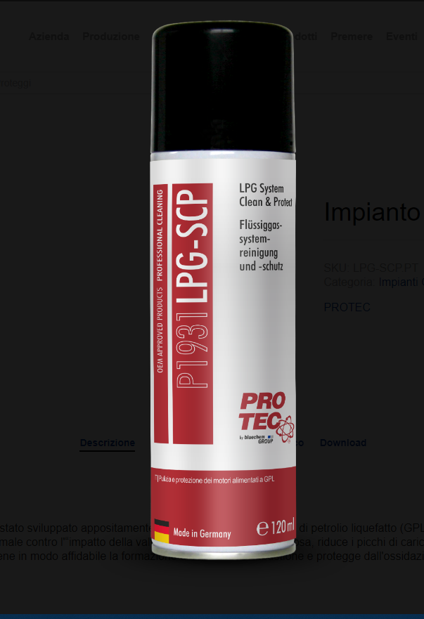 PROTEC ADDITIVO PULIZIA BOMBOLE GAS AUTO 120ML P1931 LPG-SCP CON ADATTATORE