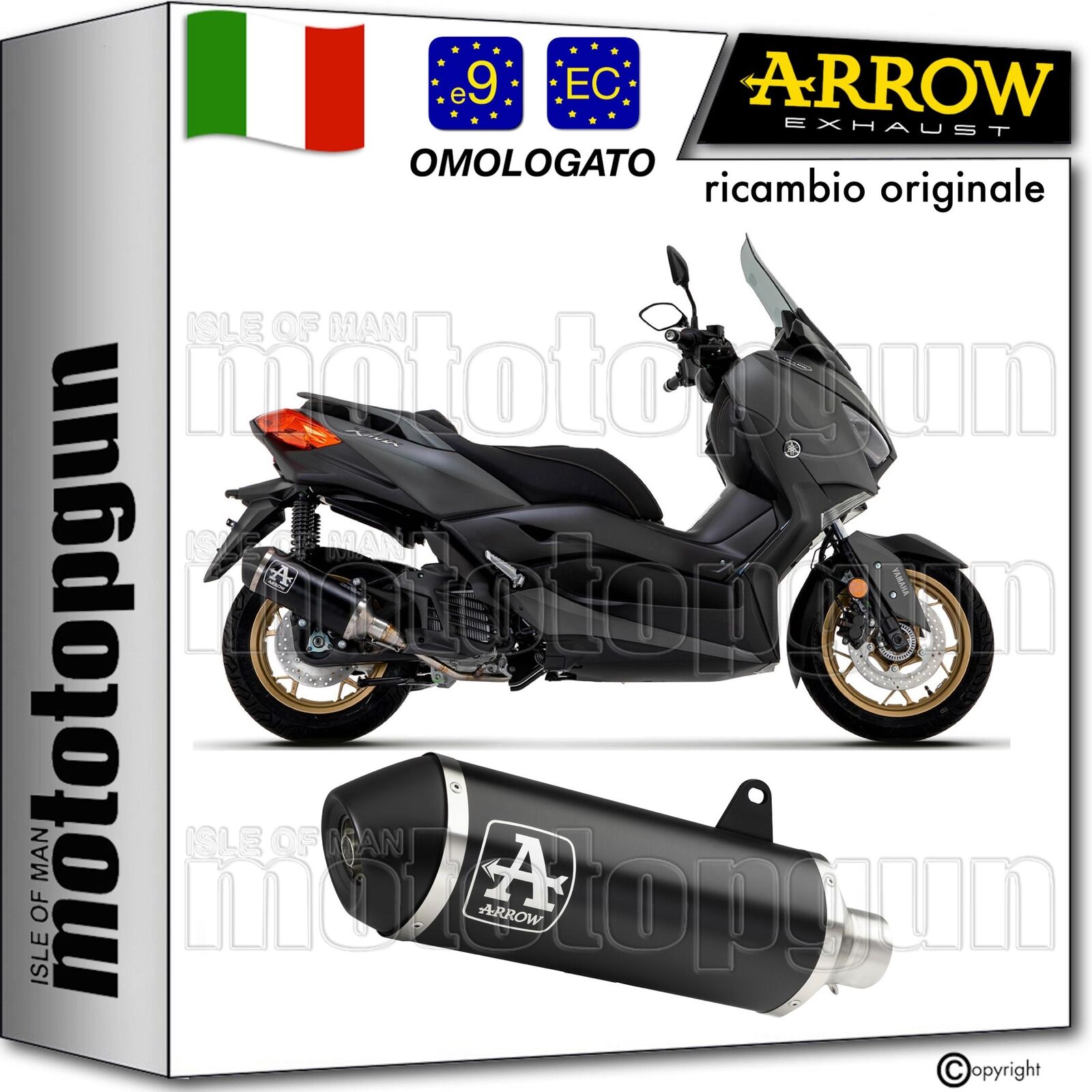 ARROW SCARICO OMOLOGATO RC URBAN ALLUMINIO NERO YAMAHA XMAX X-MAX 250 2016 16