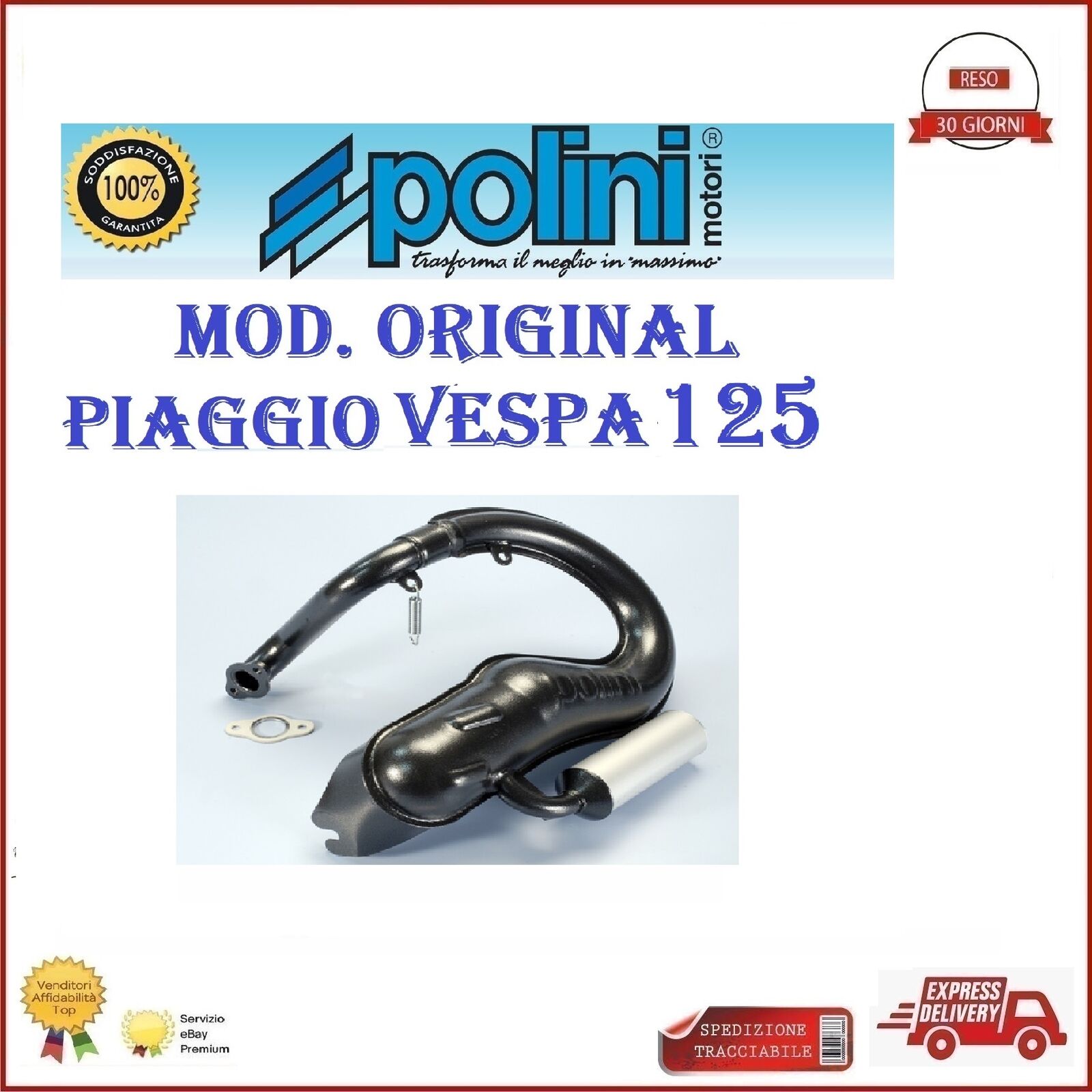 Marmitta Polini Piaggio Motori 125 130 Vespa 50 Primavera L N R 200.2025/S