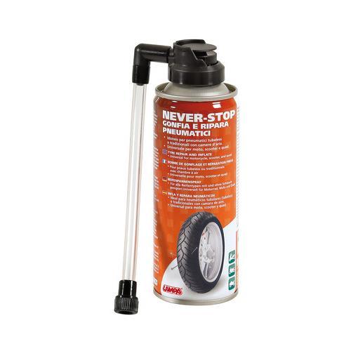 Spray gonfia e ripara pneumatici per moto e scooters Never Stop