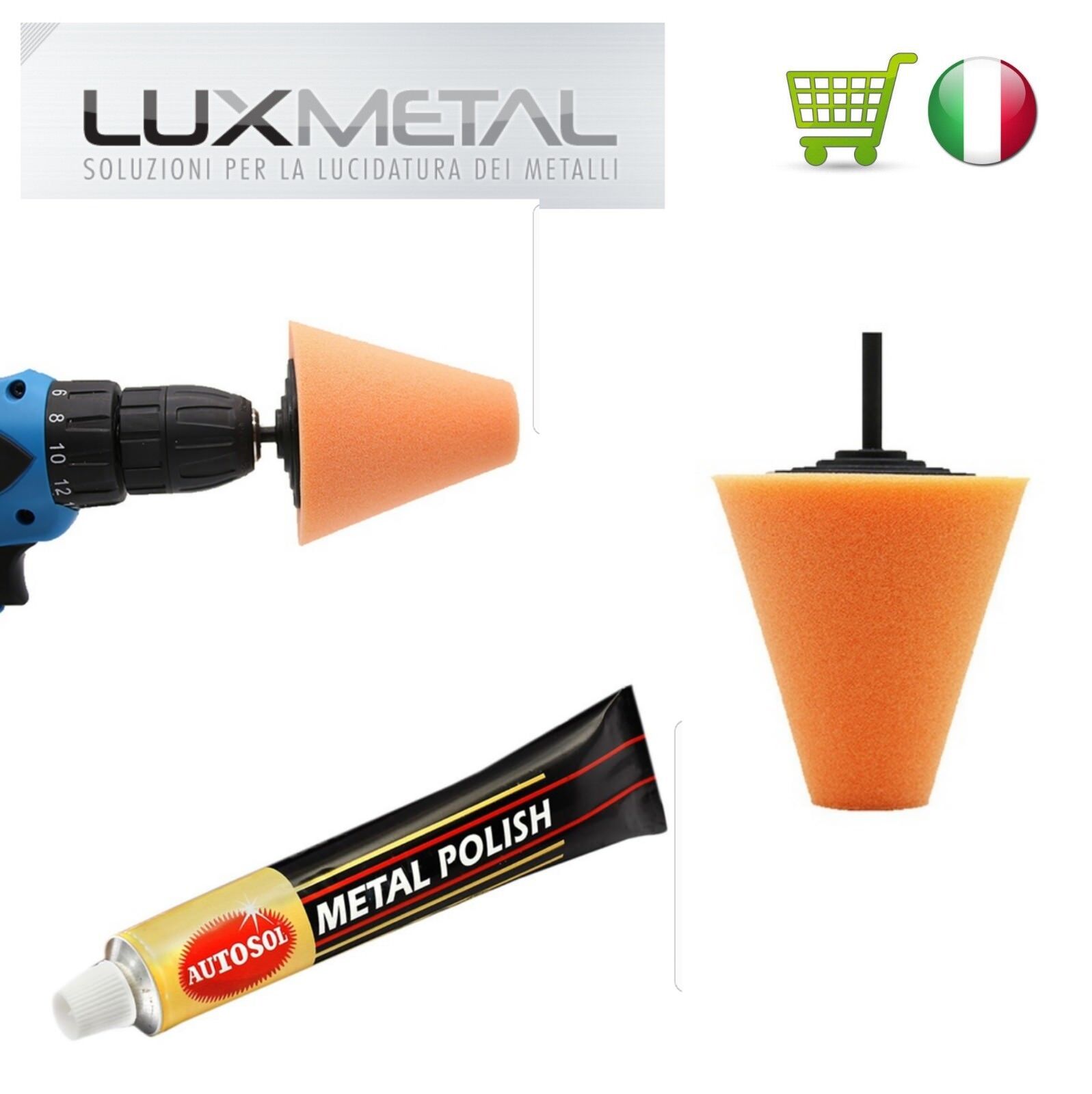 metal polish autosol spugna abrasiva lucidare pulire alluminio acciaio cromo