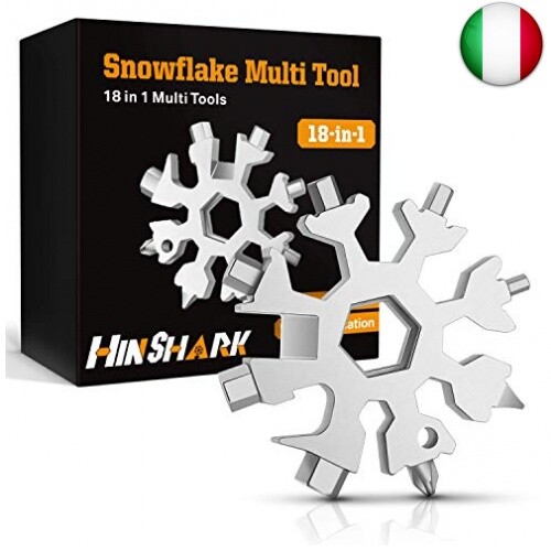Hinshark Regali Natale -18-in-1 Multi-Tool Snowflake, Multi Attrezzo in Acciaio