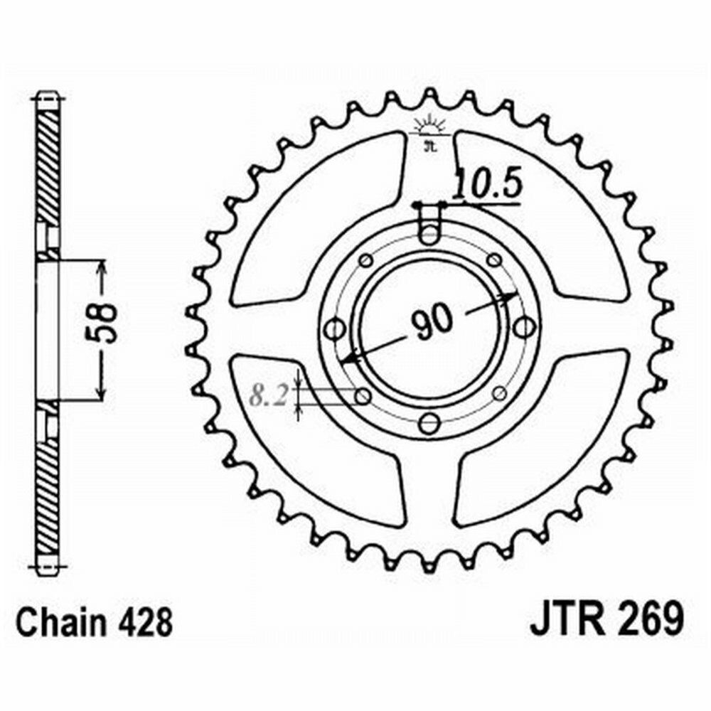 CORONA DI TRASMISSIONE ACCIAIO JT SPROCKETS 42 DENTI JTR269.42