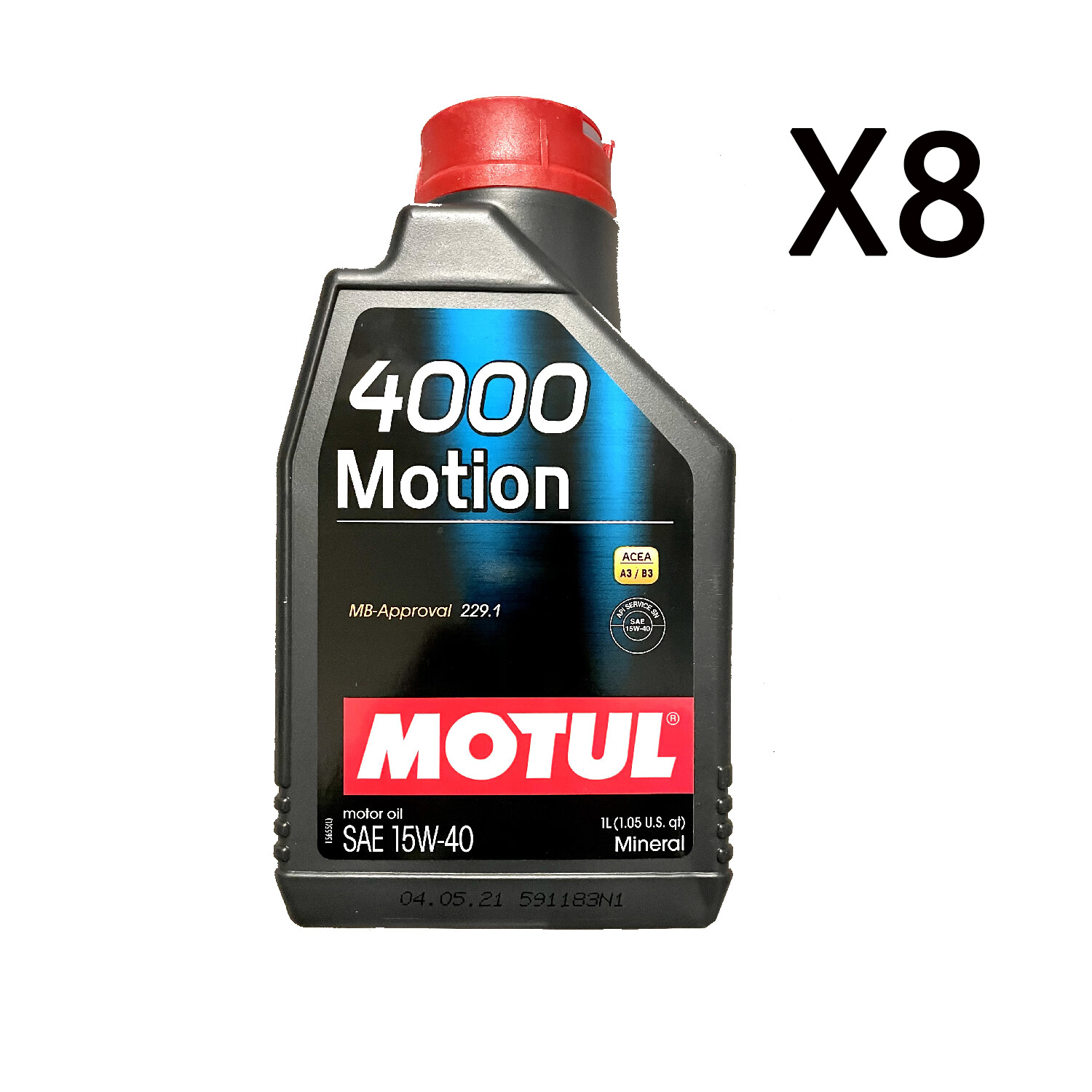 8 Litri Olio Motore Motul 4000 Motion SAE 15W40 ACEA A3 B3 MB 229.1 Minerale